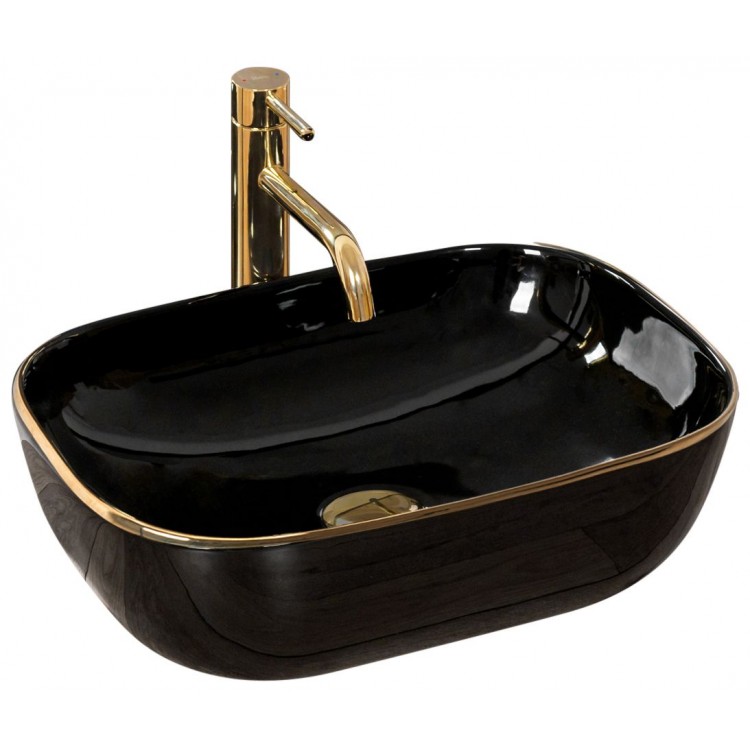 Накладной умывальник Rea Belinda Black Gold Edge